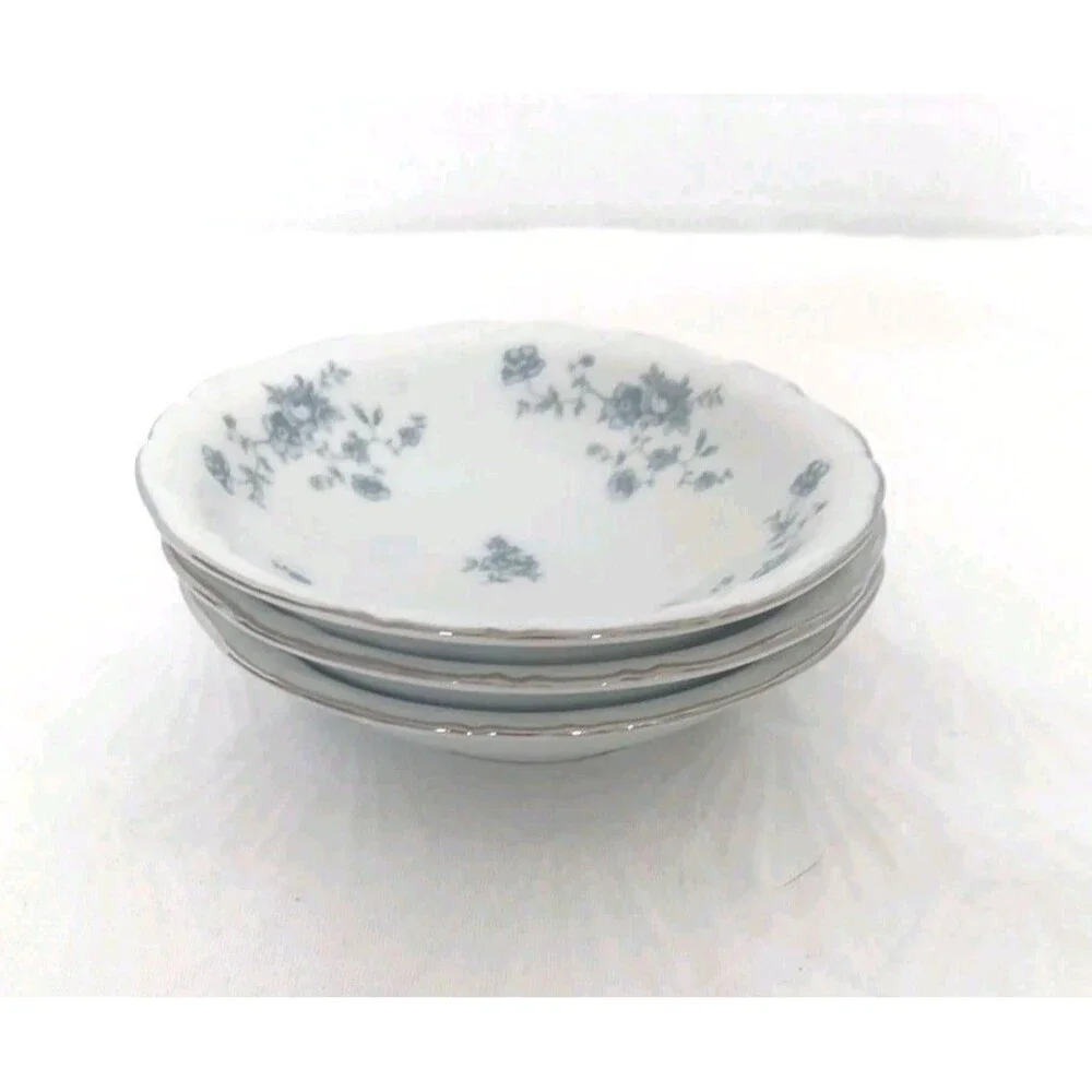 HAVILAND Johann Blue Garland Rimmed Berry Bowls Bavaria Germany Set of 3